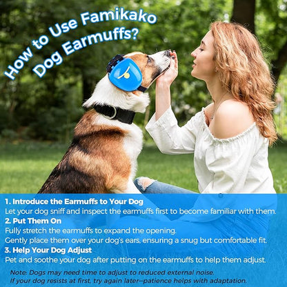 New Dog Ear Muffs for Noise Protection - 30dB NRR Dog Headphones, Noise Cancelling Hearing Protection Against Thunder/Fireworks/Vacuums, Upgraded Design with Bell Accent (Blue, Medium)