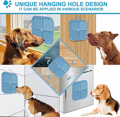 Licking Mat for Dogs & Cats with Suction Cups, 1 Pack Square Dog Slow Feeder Lick Pat for Anxiety Relief & Boredom, Dog Toys to Keep Them Busy, Pets Bathing Training Grooming Mat