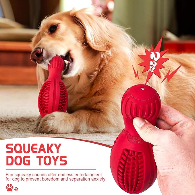 Treat Dispensing Puzzle Dog Toy - Interactive Chew Toys for Aggressive Chewers, Durable Rubber with Squeaker & Mental Stimulation for Large Medium Small Dogs Breeds