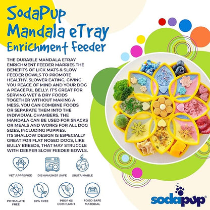 SodaPup Mandala eTray – Durable Slow Feeder Tray Made in USA from Non-Toxic, Pet-Safe, Food Safe Material for Mental Stimulation, Calming, Avoiding Overfeeding, Slow Eating, Healthy Digestion & More
