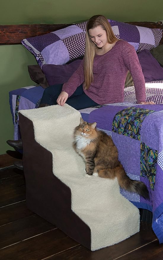 Pet Gear Easy Step IV Pet Stairs, 4 Step for Cats/Dogs, Removable Washable Carpet Treads, for Pets Up to 150lbs, No Tools Required, Available in 9 Colors, Espresso/Cream Soft Step