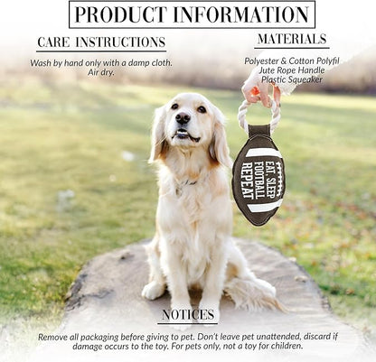 Pavilion Gift Company - Football - 12" Canvas Rope Dog Toy Chew Tug of War Football Game Sports Best Friend Dog Doggy Puppy K9 Gift