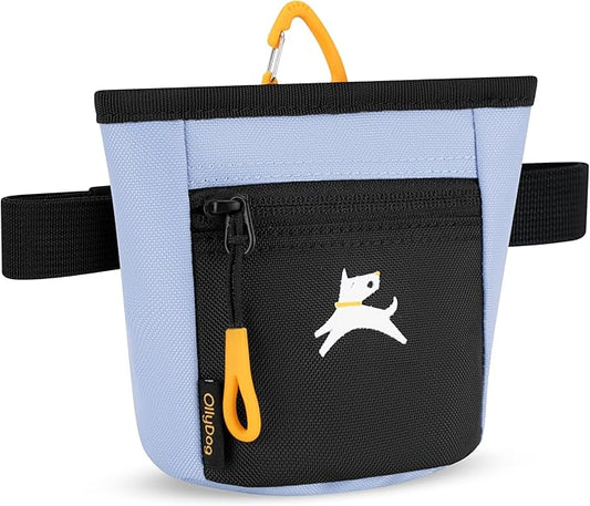 OllyDog Goodie Treat Bag, Dog Treat Pouch, Waist Belt Clip for Hands-Free Training, Magnetic Closure, Dog Training and Behavior Aids, Three Ways to Wear (Blue Heron)