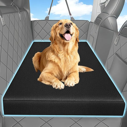 Backseat Dog Bed, Dog Bed for Car Back Seat, 4in Thick PU Leather Pet Bed for Backseat Extender – Waterproof, Scratch-Proof, Non-Slip, Removable & Washable for SUVs, Sedans & Trucks (51"x23.5", Black)