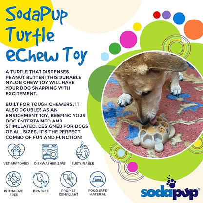 SodaPup Turtle – Durable Dog Chew Toy Made in USA from Non-Toxic, Pet Safe, Food Safe Nylon Material for Mental Stimulation, Clean Teeth, Fresh Breath, Problem Chewing, Calming Nerves & More