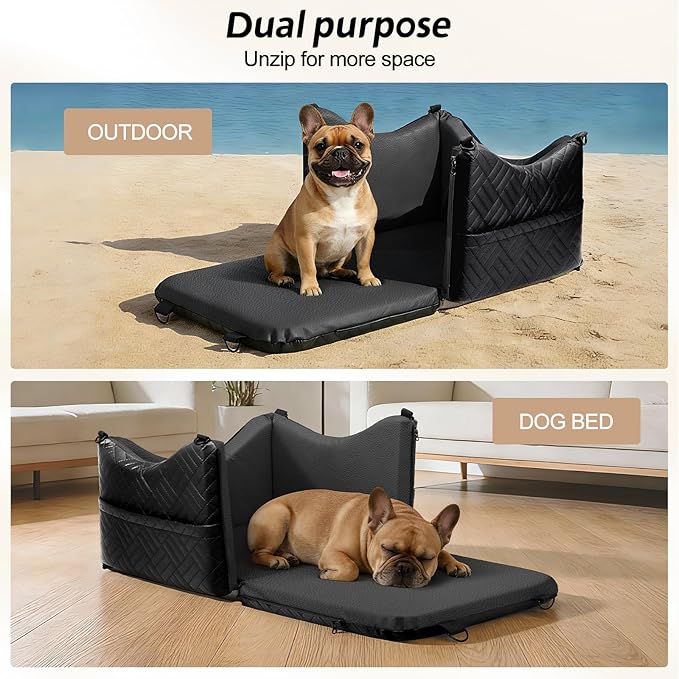 JOEJOY Dog Car Seats for Small Medium Dogs Under 35lbs, Waterproof PU Leather Dog Booster Seat with Detachable Cover, Thickened Memory Foam Pet Car Seat with Safety Belt and Storage Pockets