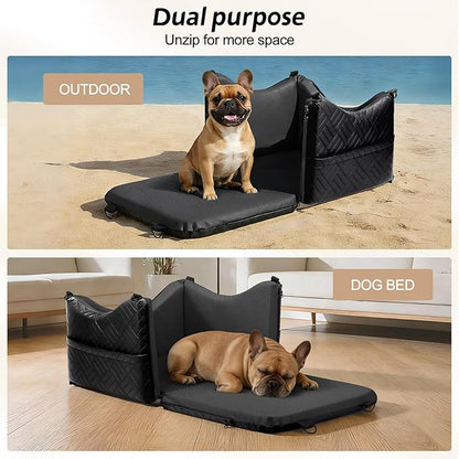 JOEJOY Dog Car Seats for Small Medium Dogs Under 35lbs, Waterproof PU Leather Dog Booster Seat with Detachable Cover, Thickened Memory Foam Pet Car Seat with Safety Belt and Storage Pockets