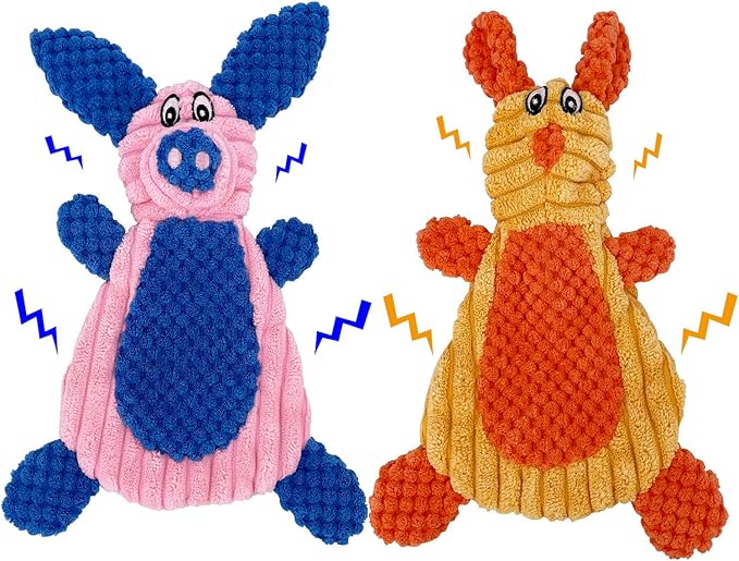 Comtim 2 Pack Durable Dog Chew Toys, Unstuffed Squeaky Dog Toys for Small Dogs and Puppies