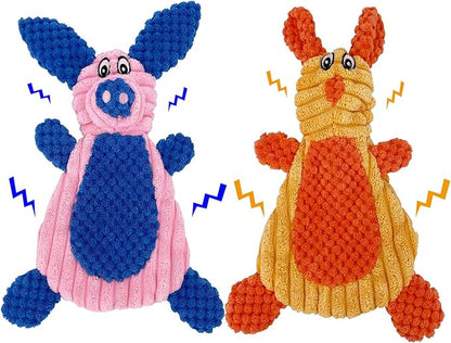 Comtim 2 Pack Durable Dog Chew Toys, Unstuffed Squeaky Dog Toys for Small Dogs and Puppies
