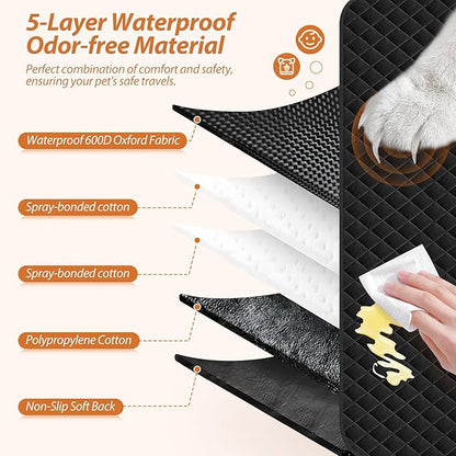 Dog Car Seat Cover Set for Back Seat, Back Seat Cover + Pet Bed Mat Perfect with Mesh Window, Hammock 600D Heavy Duty Scratch Proof Nonslip Durable Soft Back Seat Covers for Cars Trucks and SUVs