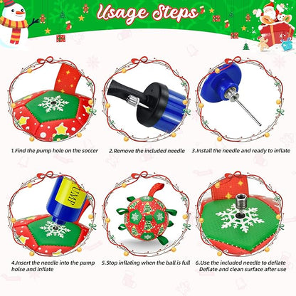 Christmas Soccer Ball Dog Toy With Straps for Interactive Play and Tug of War - Christmas Tree & Snowflower Pattern for Small, Medium, Big Dogs (6 Inches)
