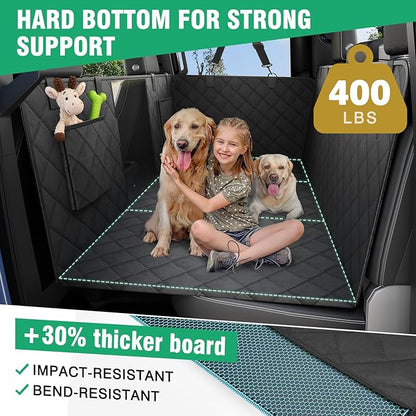 HOCHO Truck Dogs Seat Cover for Back Seat, Upgraded Hard Bottom +65% Space 400LBS Holding Dog Seat Cover Extender for Full Size Truck/SUV F150 Silverado RAM1500 GMC Tundra Titan