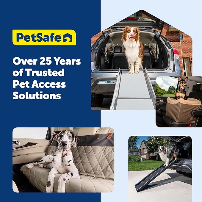PetSafe Happy Ride Booster Seat for Dogs - Open Road Comfort - Safe Tether System - Zipper Pouch Dog Seat - Machine Washable Fleece Liner - Easy Install Design - Brown - Up to 18 lb
