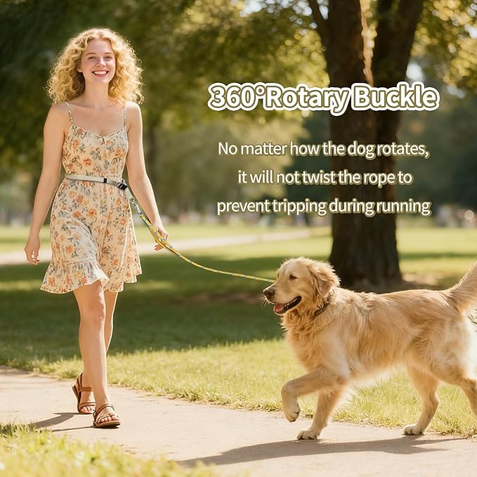 Hands Free Dog Leash, Adjustable Crossbody Waist Belt Dog Rope for Running, Walking & Puppy Potty Training, Fits All Body Sizes, Khaki