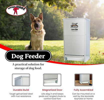 Little Giant Chow Hound 25 Pound Capacity Indoor and Outdoor Automatic Heavy Gauge Steel Dry Food Dog Feeder with Magnetized Door (4 Pack)