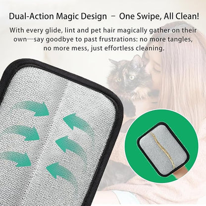 2 Pcs Static Pet Hair Removal Gloves, Reusable Electrostatic Pet Cat Dog Hair Remover Grooming Gloves,Pet Hair Remover Brush for Couch, Carpet, Furniture, Clothes & Car Interior
