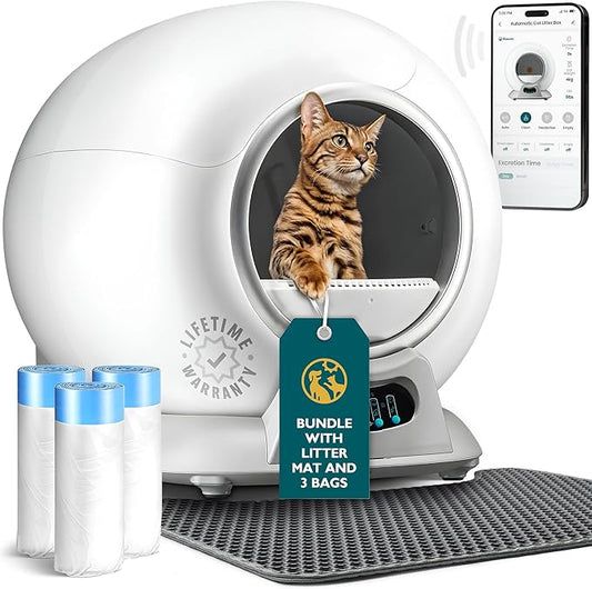 Petcove – Automatic Self Cleaning Litter Box – PurrTek Smart Automatic Litter Box for Multi-Cat Homes with Smart App Control (5GHz Wi-Fi), Triple Odor Control Quiet Operation & Advanced Safety Sensors