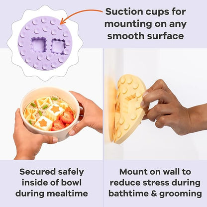 Awoo Snackaroni - Silicone Slow Feeder for Dog Bowls Over 5.5-Inches - Non-Slip, Wet and Dry Food-Compatible Pet Dish with Suction Cups - Extends Mealtime for Fast Eaters - Dishwasher Safe (Lavender)