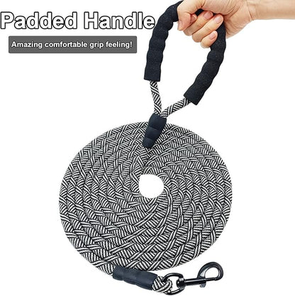 MayPaw Heavy Duty Rope Dog Leash, 3/4/5/6/7/8/10/12/15/20/30 FT Long Dog Lead Nylon Pet Leash, Soft Padded Handle Thick Lead Training Leashes for Large Medium Dogs (20ft * 1/2", Black)