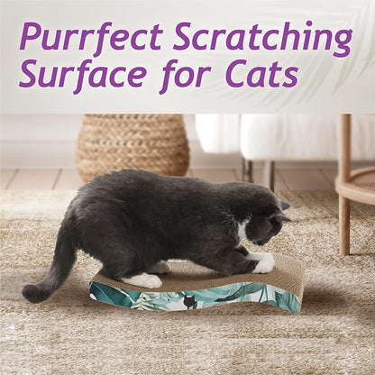 Reversible Wave Cat Scratcher for Indoor Cats - Cat Scratching Board, Horizontal Cat Scratch Pad Lounger with Reversible Usability and Extra Comfort for Lounge(1Pack, Go Green)