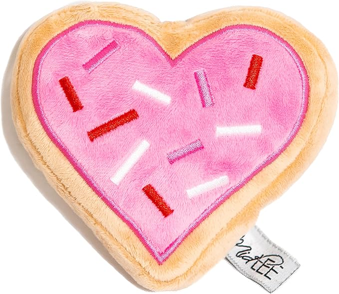 Midlee Pink Heart Sugar Cookie Plush Valentine's Dog Toy- Small Stuffed Present