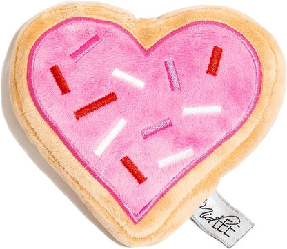 Midlee Pink Heart Sugar Cookie Plush Valentine's Dog Toy- Small Stuffed Present