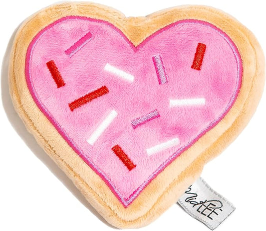 Midlee Pink Heart Sugar Cookie Plush Valentine's Dog Toy- Small Stuffed Present