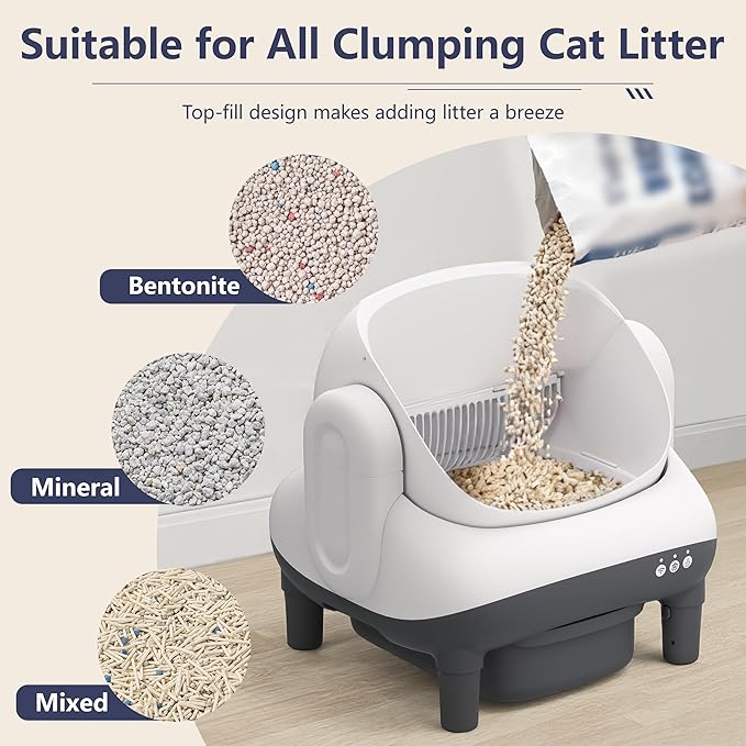 S7 Pro Self Cleaning Litter Box, Automatic Open Top, App Control, Extra Large Electric for Multi-Cat, Includes Pedal Mat and Bags