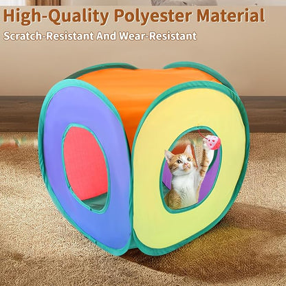 Cat Toys, 25-Pack Toy Pack for Indoor Kittens, Kitten Toys Bulk Set - Interactive Kitty Toys with Cube, Crinkle Balls, Feather Wand - Cat Tous
