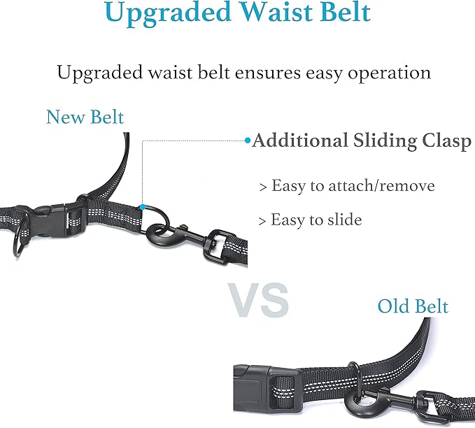 iYoShop Retractable Hands Free Dog Leash - Dual Handle Bungee Waist Leash for Small, Medium and Large Dogs (Small, 8-25 lbs, Black)