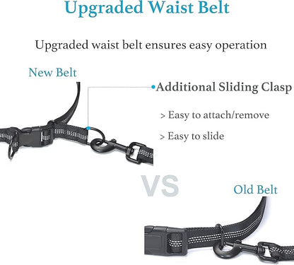 iYoShop Retractable Hands Free Dog Leash - Dual Handle Bungee Waist Leash for Small, Medium and Large Dogs (Medium/Large, 25-150 lbs, Black)
