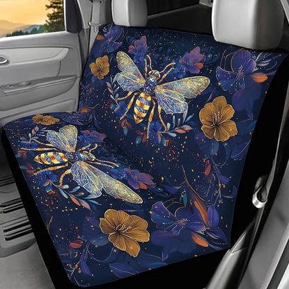 AFPANQZ Bee Car Rear Seat Covers Set Universal Fabric Cloth Car Seat Cover Automatic Backseat Protector Fit SUV Truck Van Dog Back Seats Protection Dust-Proof Washable