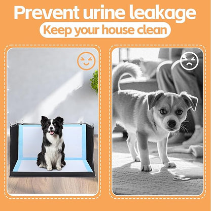 HOMBYS Dog Pee Pad Holder with High Walls, No-Spill Indoor Potty for Large Dogs, Foldable Puppy Litter Box, Patent Pending (33.8" L x 28" W x 17.7" H)