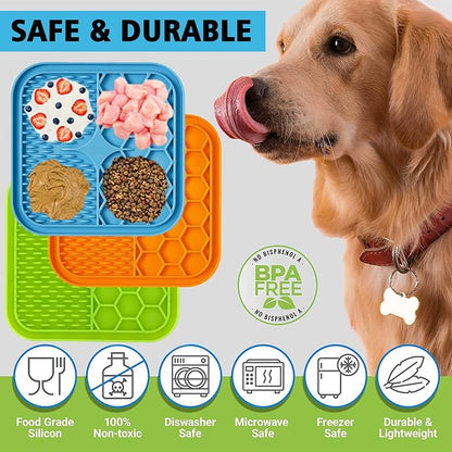 Lick Mat for Dogs, Dog Lick Mat with Suction Cups for Anxiety, Peanut Butter Dog Licking Mat Slow Feeder Dispensing Treater Lick Pad for Dogs Cats Grooming Bathing and Training (Small Orange)