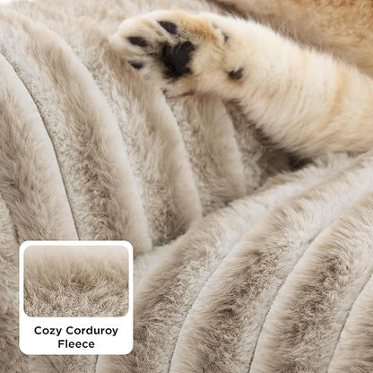 Bedsure ComfyFleece Cute Dog Couch for Medium Dogs- Fluffy Pet Sofa, Dog Couch Bed with Removable, Washable Cover, Supportive Pet Bed for Medium Large Dogs, 36inch, Amphora