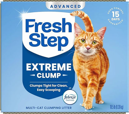Fresh Step Advanced Extreme Multi Cat Clumping Litter with Febreze Freshness, Low Dust, Odor Control with Ammonia Block Tech, Compatible in Automatic Litter Boxes, 37 lbs. (2 x 18.5 lb)
