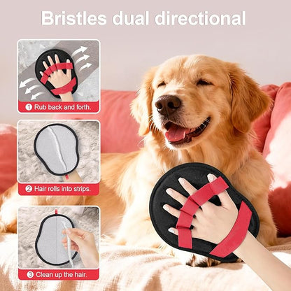 Pet Hair Removal Glove for Dogs & Cats, Enhanced Reusable 5-Finger Electrostatic Glove, Strong-Adhesion Remover for Clothing, Couch, Carpet, Car Seat & Rug (RED-Breathable Cleaning Gloves)