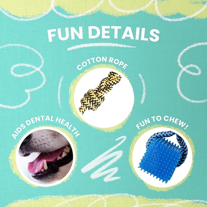 Snugarooz Spike-O-Cube Assorted Colors – Dog Toy with Durable Cotton Rope & Spiky TPR Cube - Ideal for Tugging, Chewing, and Fetch - for Larger Breeds