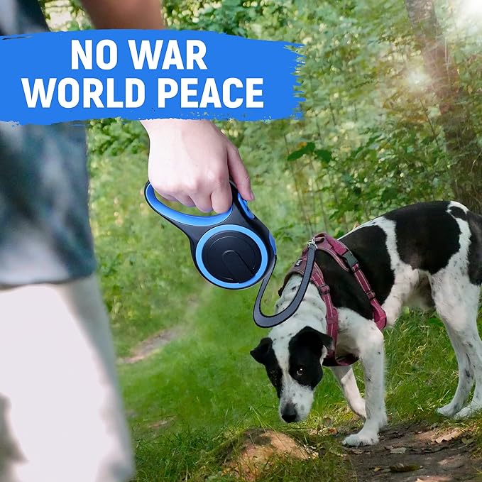 26 FT Retractable Dog Leash with No Tangle, Heavy Duty Great Leash for Dog up to 110lbs, One-Handed Brake, with Non-Slip Handle, Strong Nylon Tape for Small, Medium and Large Dogs