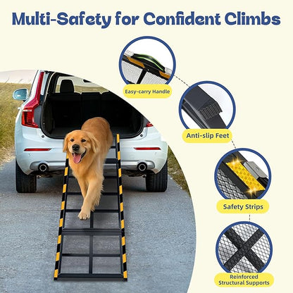 Dog Ramp for Car & Truck & SUV & Stairs - Joint-Friendly, Anti-Slip, Gentle Slope，Extra Wide & Stable, Up to 200 lbs