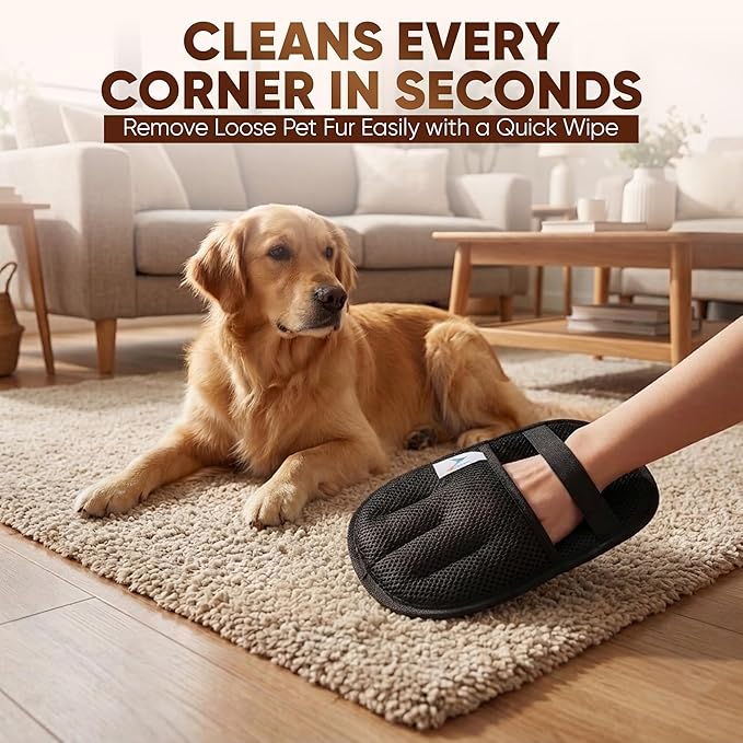 Upgraded Pet Hair Removal Glove – Electrostatic Five‑Finger Design – Effortlessly Removes Dog & Cat Hair from Couch, Carpet, Car Seats, Bedding & Laundry – Reusable & Washable