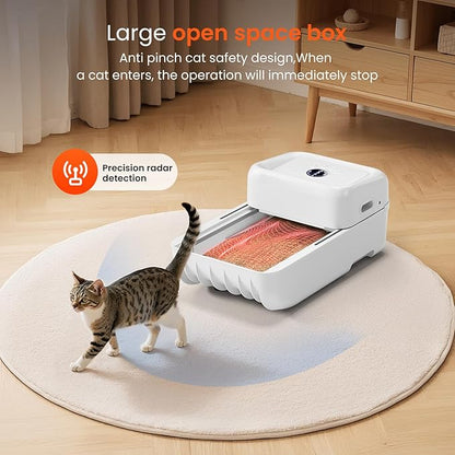 Open Top Self Cleaning Cat Litter Box, Automatic Litter Box for Multiple Cats with APP Control and Safety Protection