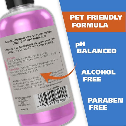 Wahl USA Cornflower Scented Pet Deodorant Spray for All Dogs & Cats – Clean Fresh Smell Refreshes & Deodorizes – 8 oz - Model 820009A