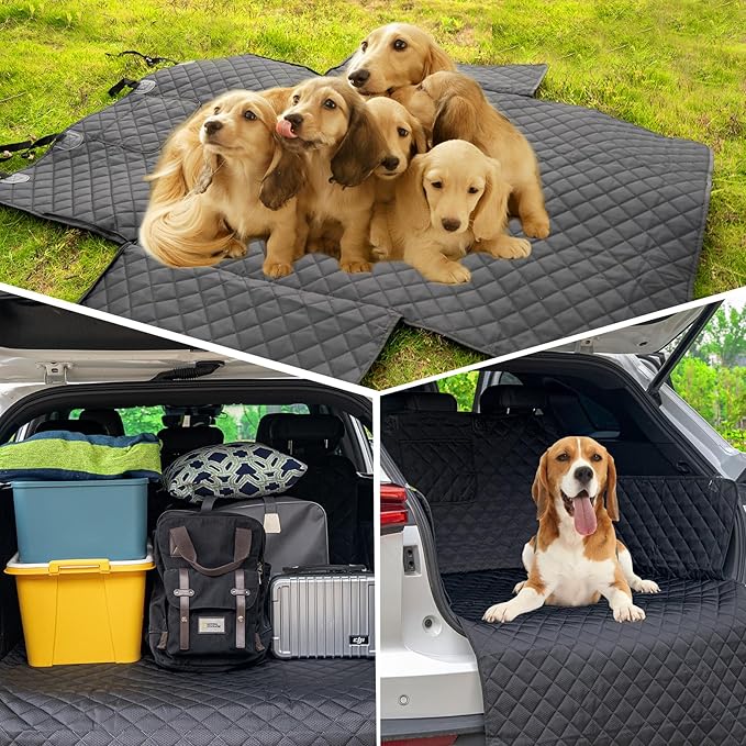 SUV Cargo Liner for Dog Car Seat Cover for Pets Waterproof Cargo Cover Dog Seat Mat for SUVs Sedans Vans with Bumper Flap Protector, Non-Slip, Black 70"x40"