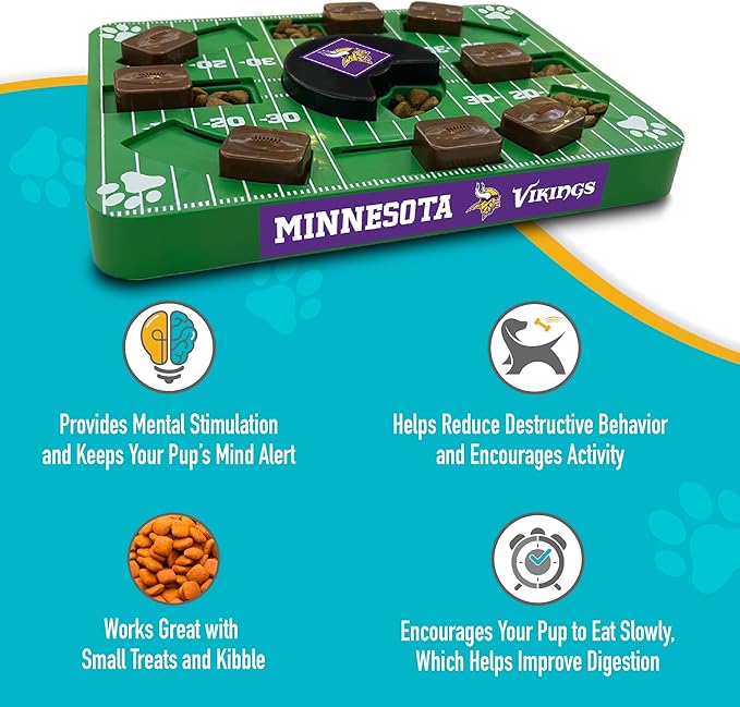 Pets First NFL Minnesota Vikings Puzzle, Interactive Dog Treat Puzzle Toy