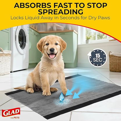 Glad for Pets Extra Large Charcoal Dog Training Pads, Absorbent Leak Proof Pee Pads for Dogs and Puppies, Odor Control Potty Pads with Activated Carbon, 28 x 30 Inches, 50 Count - 4 Pack