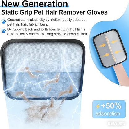 Electrostatic Pet Hair Removal Glove Dogs & Cats, 2026 Upgraded Magic Brush Tool, Washable Reusable Manicure-Friendly Open-Finger Pet Hair Remover for Couch, Car Interior, Furniture & Clothing(21cm)