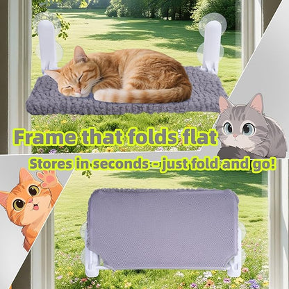 Cat Window Perch, Easy Install Bracket, Portable Wall Hammock for Indoor Cat, Grey