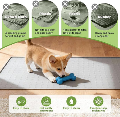 Extra Large 34x22 Inch Silicone Pet Food Mat - Waterproof Dog Mat for Food and Water Bowls, Non-Slip Cat Dog Bowl Mat Protects Floors from Mess, Easy Clean Silicone Mats for Dogs, Ideal Gift for Pets
