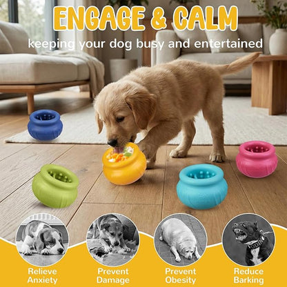 Wobbly Dog Enrichment Lick Toy, Stuffable Frozen Lick Bowl to Keep Dogs Busy, Long-Lasting Interactive Treat Dispensing Dog Toy, Silicone Fetch Catch Chew Toy(Orange,L)